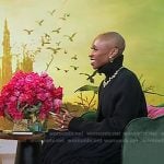 Cynthia Erivo’s black cutout sweater and tiered skirt on Today