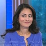 Celine Gounder's blue cardigan on CBS Mornings