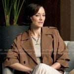 Celine’s brown cropped trench on The Morning Show