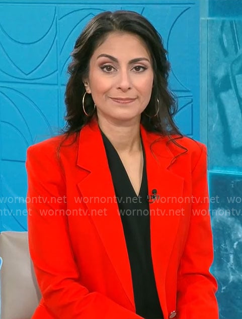 Celine Gounder’s red suit on CBS Mornings