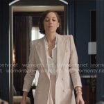 Celine’s light pink suit on The Morning Show