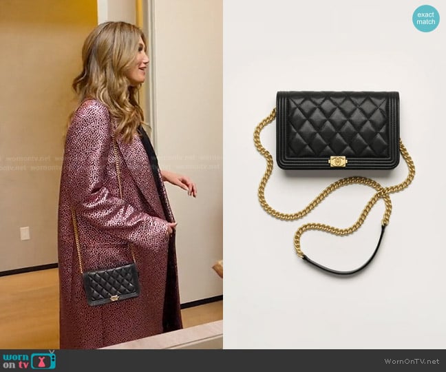Chanel Boy Chanel Wallet on Chain worn by Delta Goodrem on Selling Sunset
