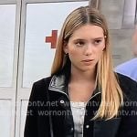 Charlotte’s black jacket with leather details on General Hospital