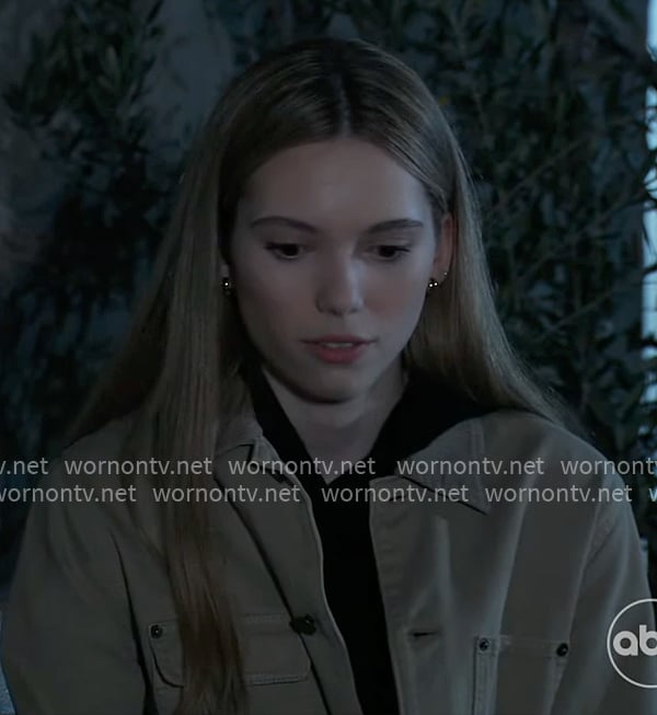 Charlotte's khaki chore jacket on General Hospital