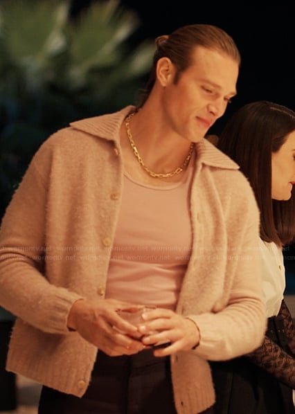 Chase's pink cardigan on Alls Fair