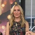 Chassie’s black floral jacquard top and pants on Today