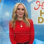 Chassie’s red sweater and check pants on Today