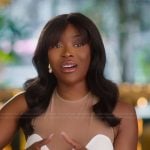 Chelsea’s white confessional bodysuit on Selling Sunset