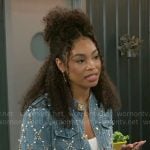 Chelsea’s embellished denim jacket and ruffle detail jeans on Beyond the Gates