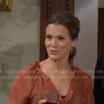Chelsea’s red printed top with ruffle trim on The Young and the Restless