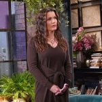 Chelsea's brown tie-waist sweater dress on The Young and the Restless