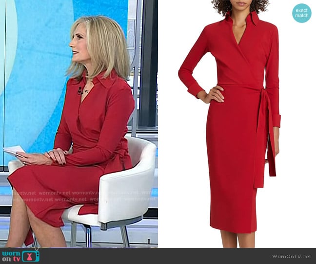 Chiara Boni La Petite Robe Kamala Matte Jersey Wrap Dress in Scarlet worn by Misty Belles on Today