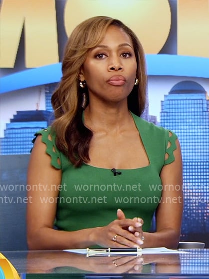 Chris’s green dress with triangle cutouts on The Morning Show