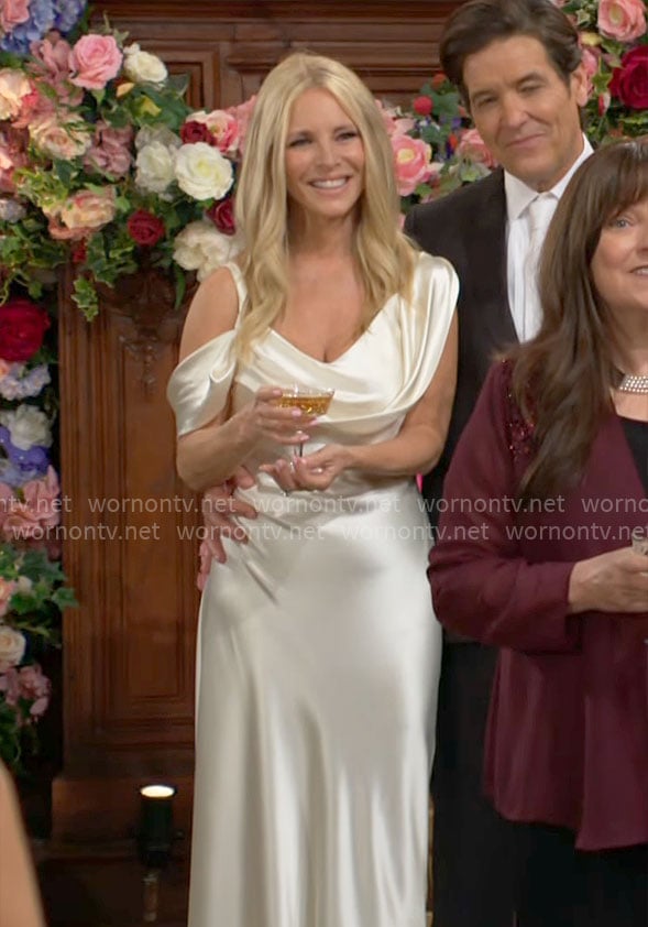Christine's draped neckline wedding dress on The Young and the Restless