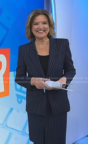 Christine's navy pinstripe blazer and skirt on Today