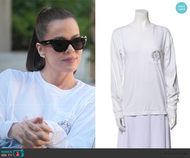Chrome Hearts Graphic Print crew Neck Henley worn by Khloe Kardashian (Khloe Kardashian) on The Kardashians