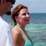 Cindy’s turquoise ribbed bikini set on The Golden Bachelor