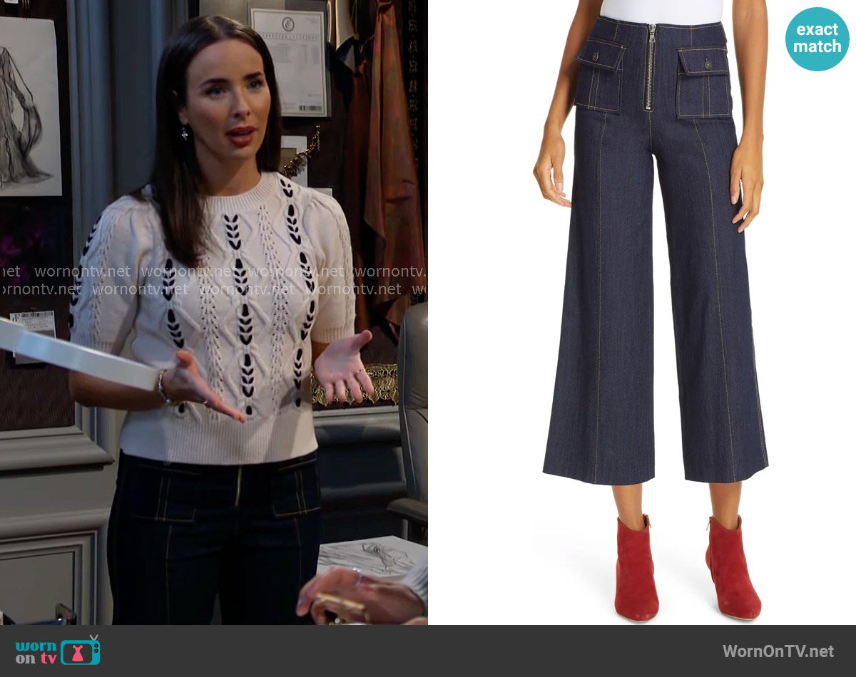 Cinq a Sept Azure Wide Leg Pants worn by Ivy Forrester (Ashleigh Brewer) on The Bold and the Beautiful