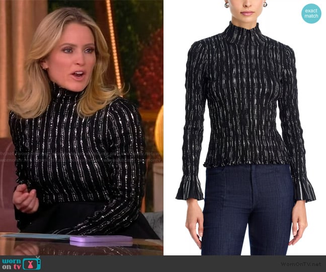 Sara’s black metallic stripe top on The View Sara’s black metallic stripe top on The View