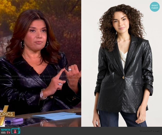 Cinq a Sept Quilted Khloe Blazer worn by Ana Navarro on The View