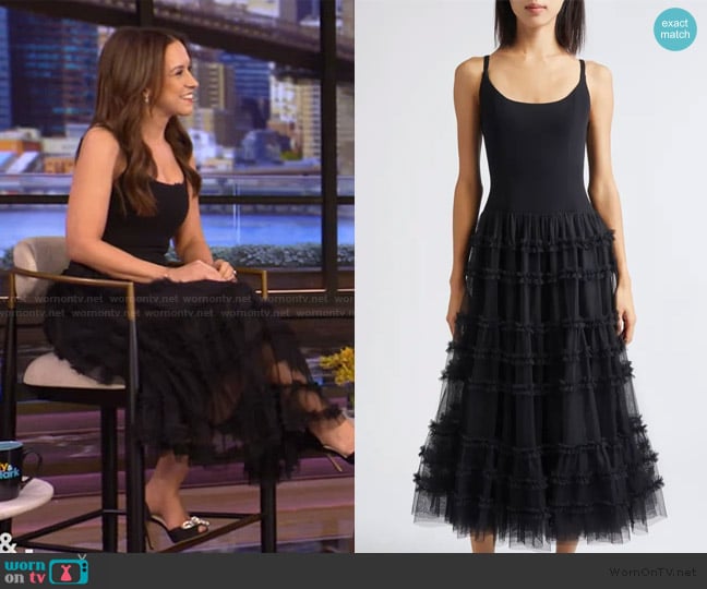 Lacey’s black mesh ruffle dress on Live with Kelly