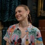 Claire’s postcard print vacation shirt on The Young and the Restless