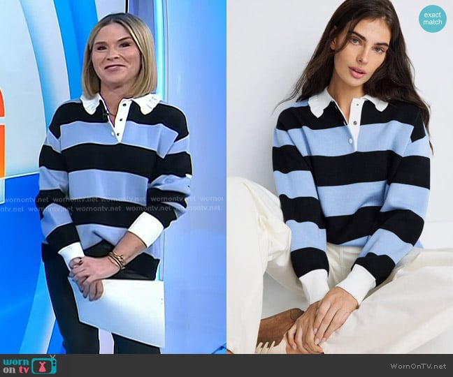 Claudie Pierlot Manon Striped Rugby Shirt worn by Jenna Bush Hager on Today