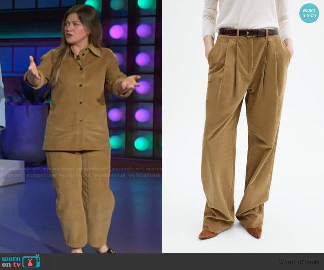 Co Corduroy Wide Leg Pant worn by Kelly Clarkson on The Kelly Clarkson Show