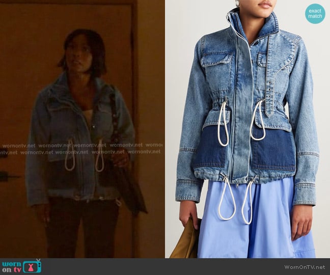 Co Denim Jacket in Mid denim worn by Athena Grant (Angela Bassett) on 9-1-1