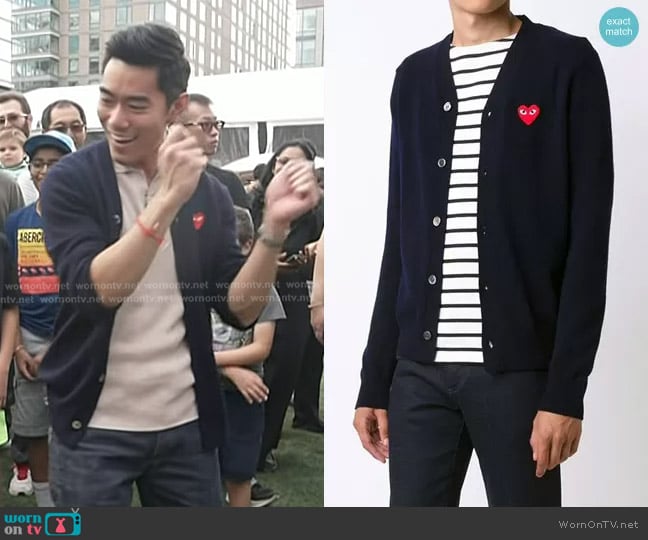 Comme Des Garçons Play Heart Logo-Appliqué Wool Cardigan worn by Brian Cheung on Today