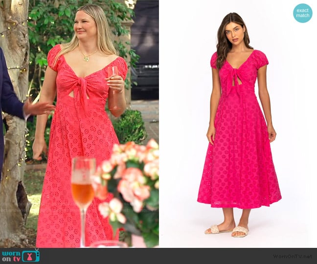 Copper Penny Mahila Tie Front Midi Dress worn by Molly O’Connell on Southern Charm