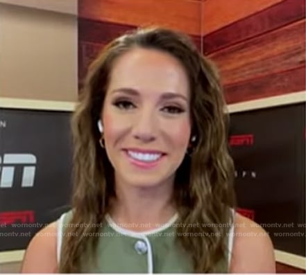 Courtney Cronin’s green contrast trim sleeveless dress on Good Morning America