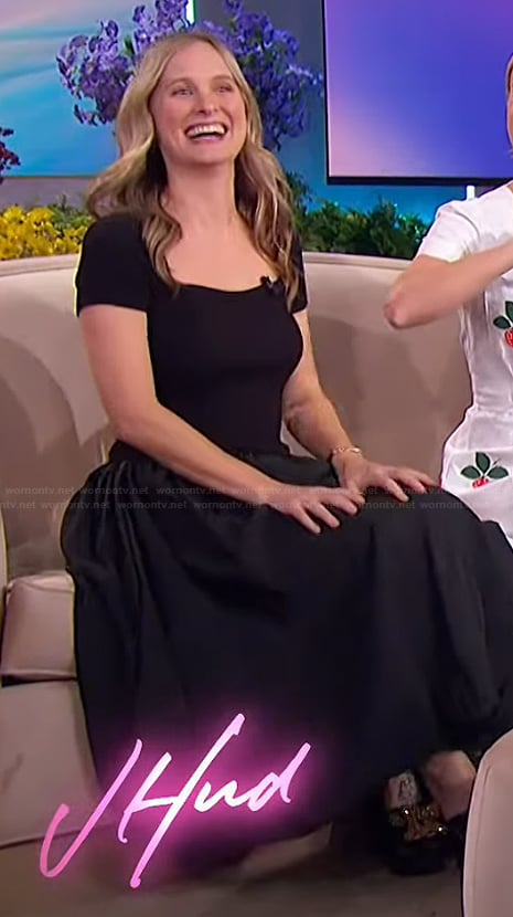 Courtney McBroom's black square neck dress on The Jennifer Hudson Show