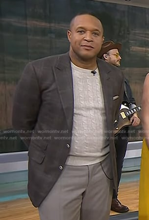 Craig Melvin's grey cable knit sweater on Today