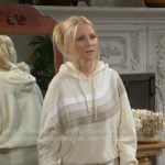 Christine’s cream striped sweatshirt and pants set on The Young and the Restless
