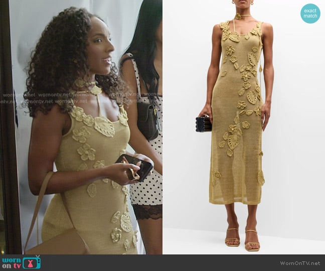 Cult Gaia Pemma Crochet-Knit Midi Dress worn by Gabriella Sanon on The Secret Lives of Mormon Wives
