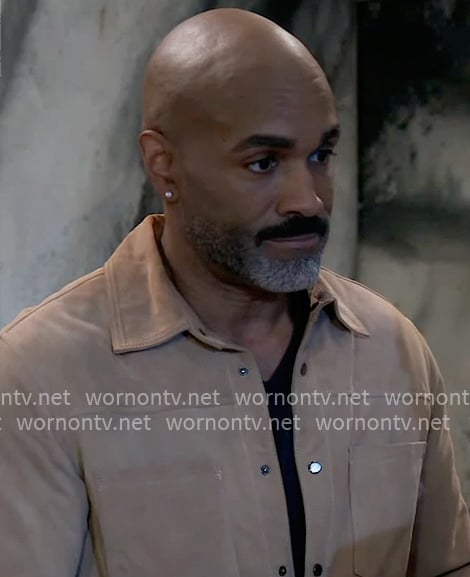Curtis's beige suede shirt jacket on General Hospital
