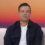 Carson Daly’s navy suede jacket on Today