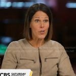 Dana Jacobson's beige suede jacket on CBS Mornings
