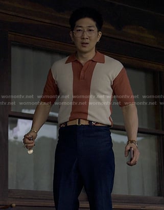 Daniel's orange colorblock polo on Reasonable Doubt