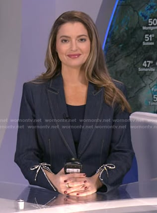 Dani’s bow embellished denim blazer on Good Morning America
