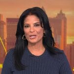 Darlene’s navy ribbed knot dress on Today