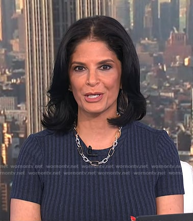 Darlene's navy ribbed knot dress on Today