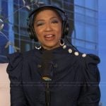 Deja Vu’s blue ruffled top on Live with Kelly and Mark