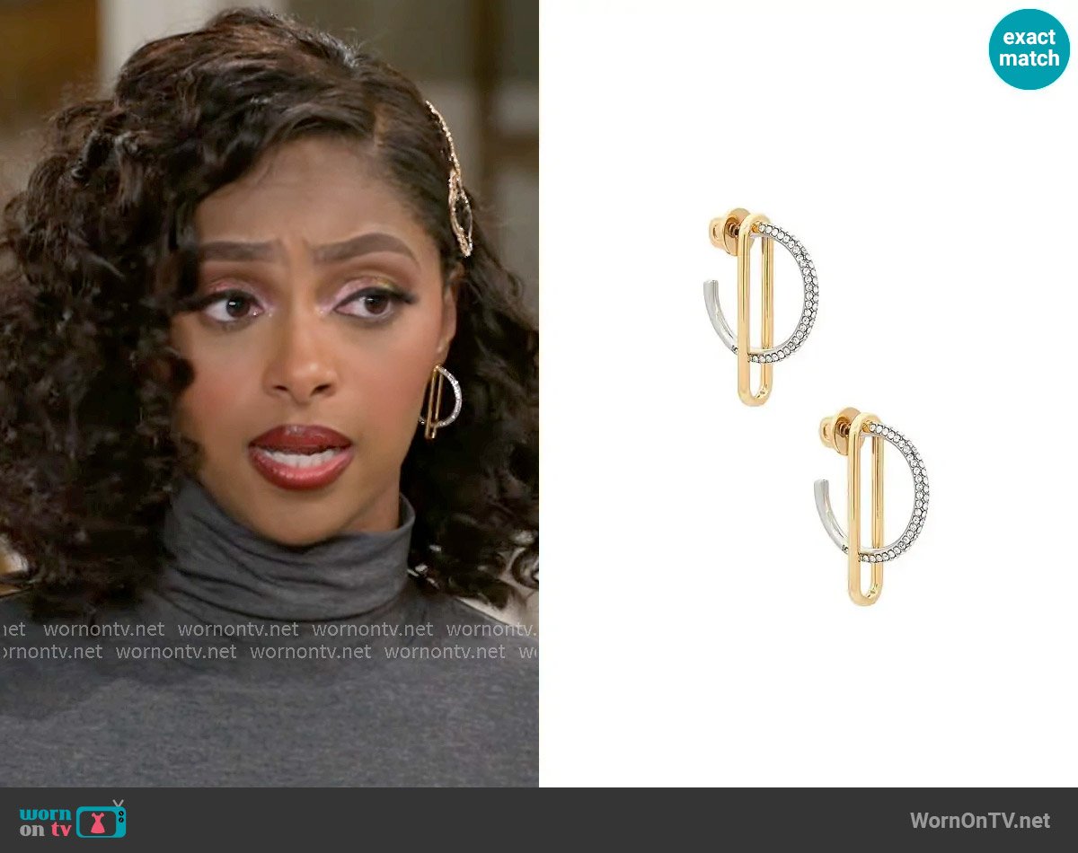 Demarson Mini Astra Hoops worn by Kat Richardson (Colby Muhammad) on Beyond the Gates