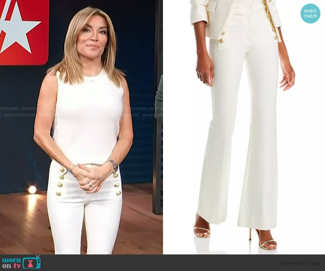 Kit’s white gold button pants on Access Hollywood