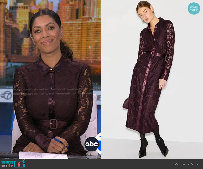 Derek Lam 10 Crosby x RTR Lace Shirt Dress worn by Shirleen Allicot on Good Morning America