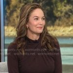 Diane Lane’s brown cross neck dress on CBS Mornings