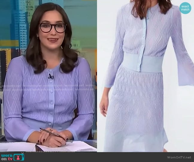 Diane Von Furstenberg Diamond Knit Cardigan worn by Savannah Sellers on NBC News Daily