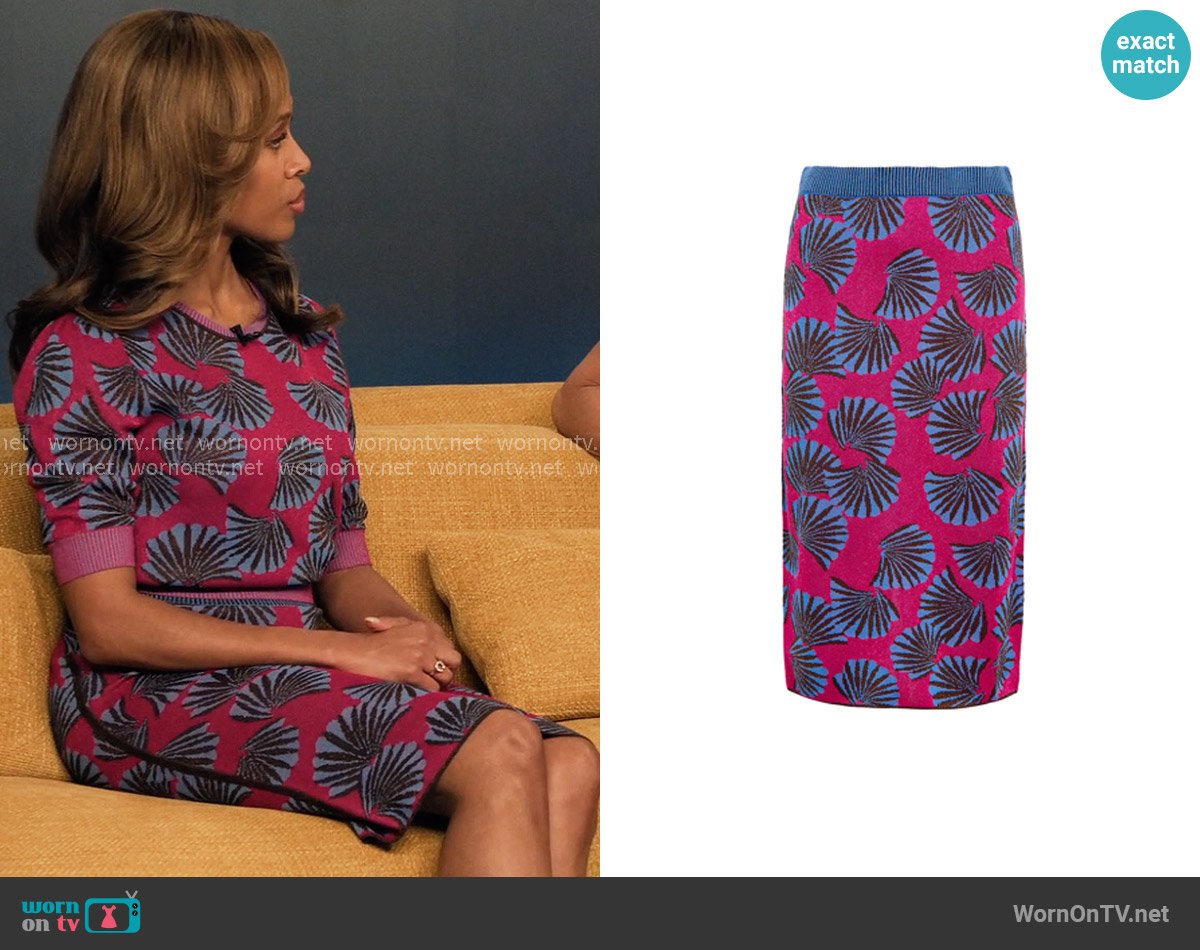 Diane von Furstenberg Hazel Skirt in Fan Rose Pink worn by Christina Hunter (Nicole Beharie) on The Morning Show
